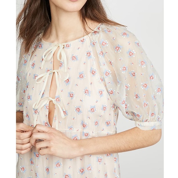 Capulet x Anthropologie Sheer Rosewood Embroidered Prairie Dress Cottagecore - Picture 5 of 14